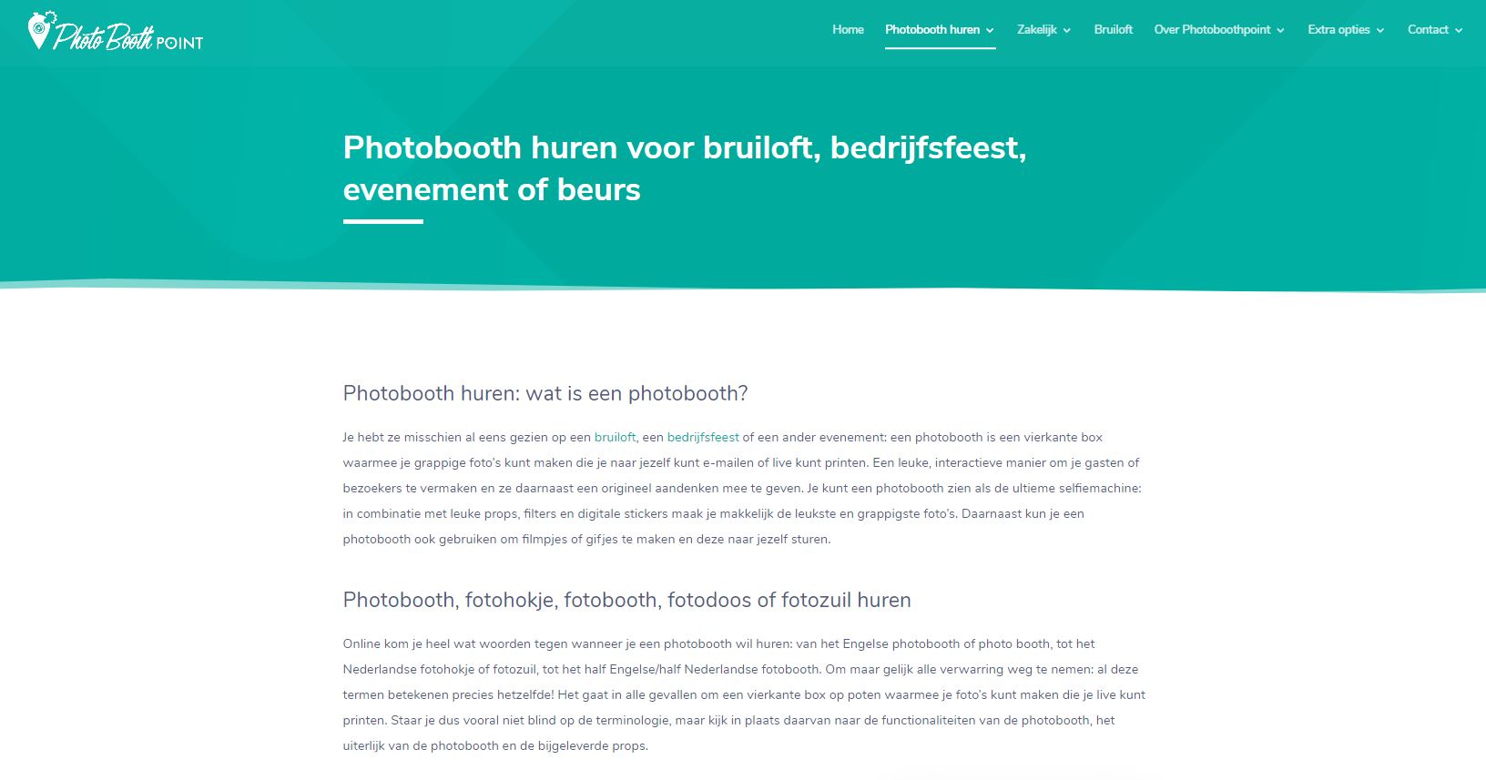 SEO webtekst photobooth huren sreenshot